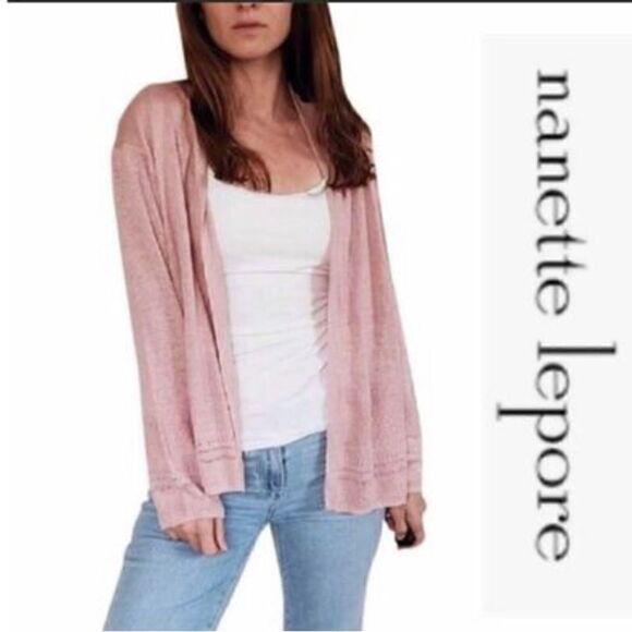 Nanette Nanette Lepore Open Crochet hem Sweater, Medium, in Blush. Softgirl, fai - Picture 1 of 9